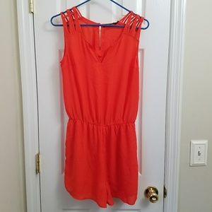 (NWT) Dark Orange Romper with Shoulder Detail